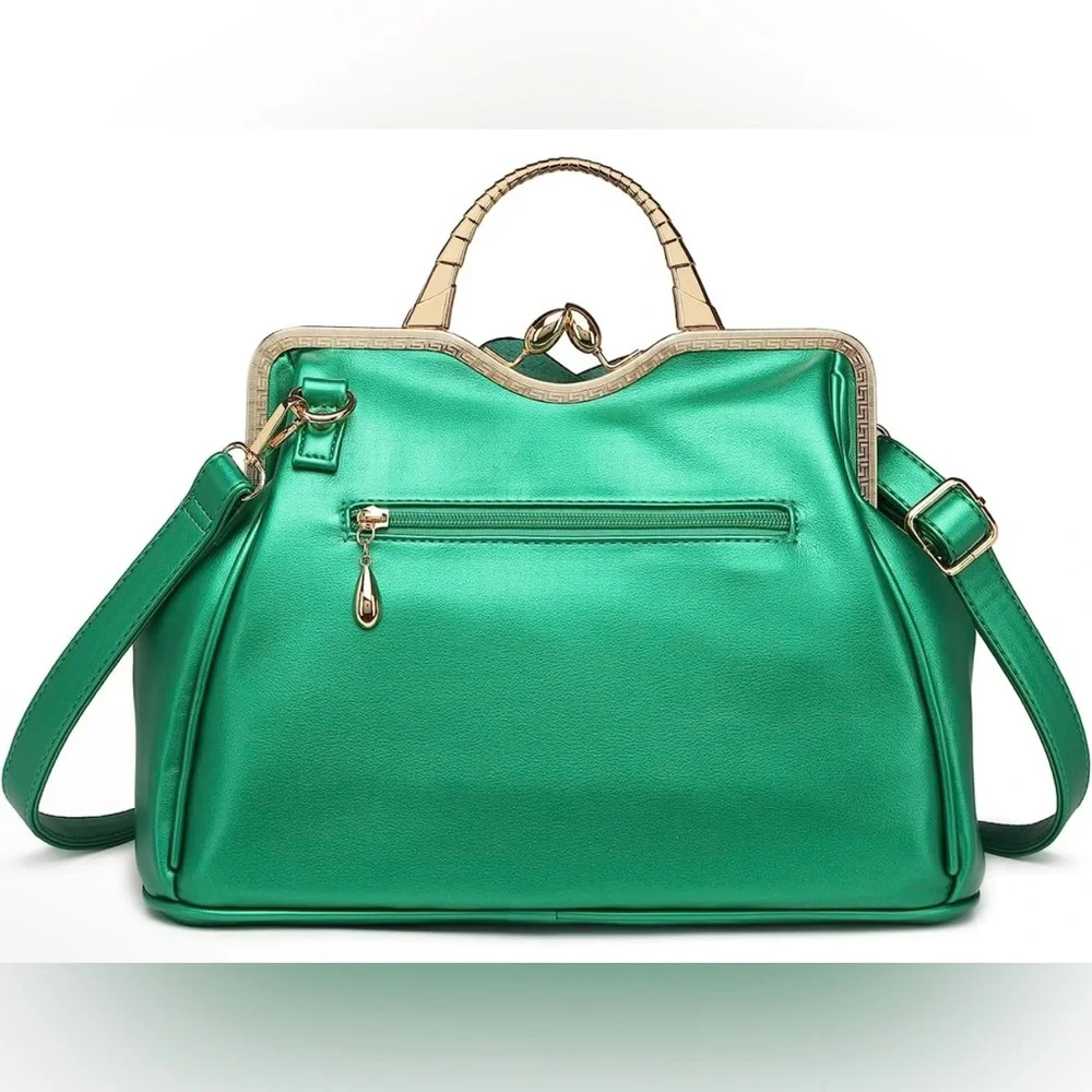 Exquisite Leather Flower Kiss-Lock Handbag - Picture 7 of 8